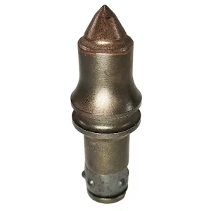 Burin à corps cylindrique pour fossoyeuses avec insertion en métal dur
