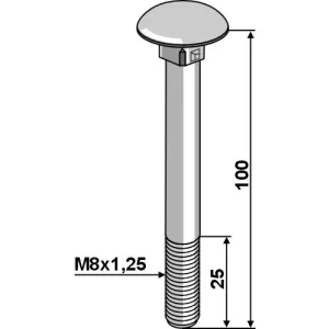 Slotbout M8x1,25x100 verzinkt zonder moer