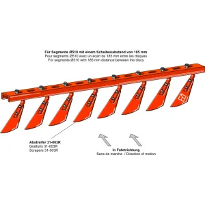 Schraperbalk met 9 schrapers - rechts
